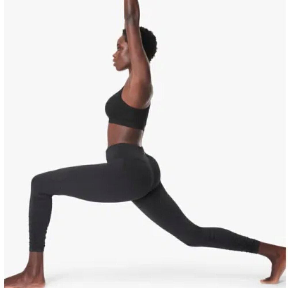 Sweaty Betty Black All Day Ruched Hem 7/8 Gym Leggings M